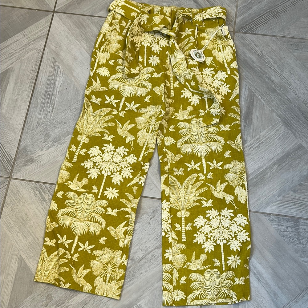 Spartina 449 Yellow Floral Wide Leg Pants - Picture 2 of 5